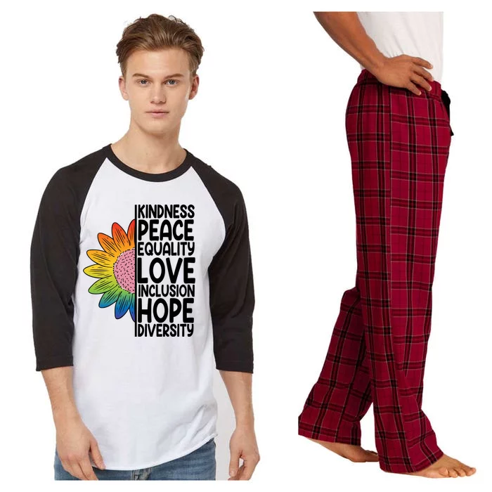 Kidness Peace Equality Love Inclusion Hope Diversity Raglan Sleeve Pajama Set