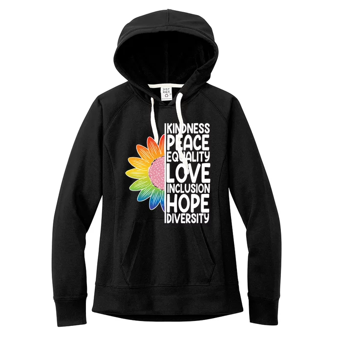 Kidness Peace Equality Love Inclusion Hope Diversity Women's Fleece Hoodie