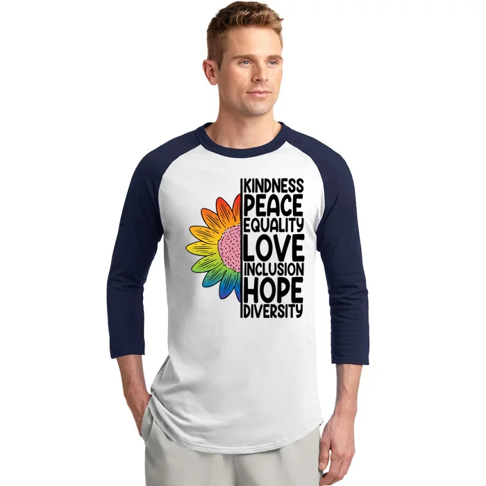 Kidness Peace Equality Love Inclusion Hope Diversity Baseball Sleeve Shirt