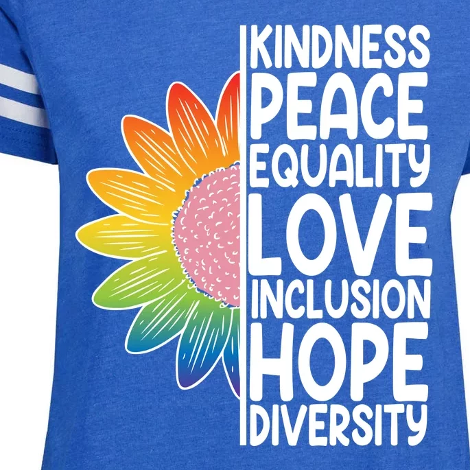 Kidness Peace Equality Love Inclusion Hope Diversity Enza Ladies Jersey Football T-Shirt