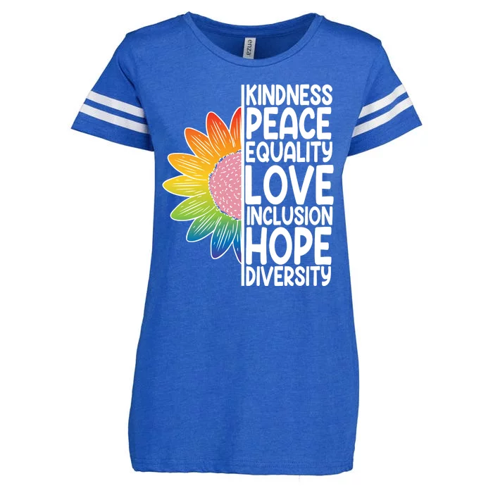 Kidness Peace Equality Love Inclusion Hope Diversity Enza Ladies Jersey Football T-Shirt