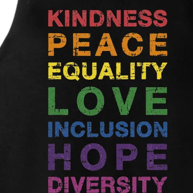 Kindness Peace Equality Rainbow Flag For Pride Month Ladies Tri-Blend Wicking Tank