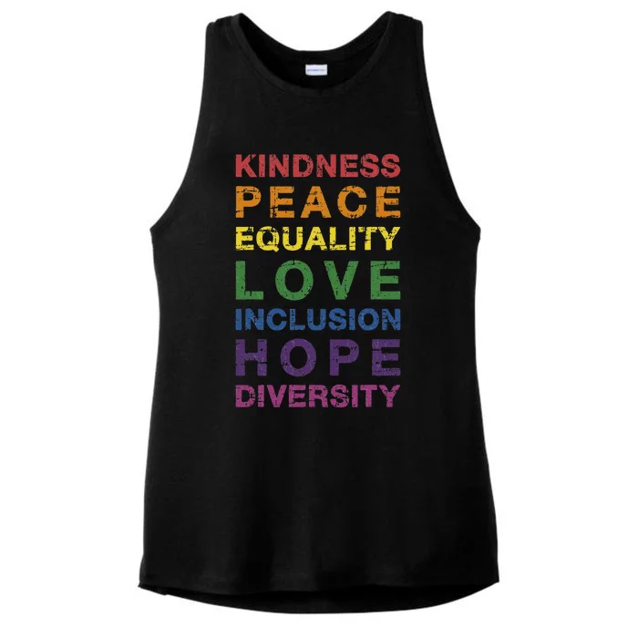 Kindness Peace Equality Rainbow Flag For Pride Month Ladies Tri-Blend Wicking Tank