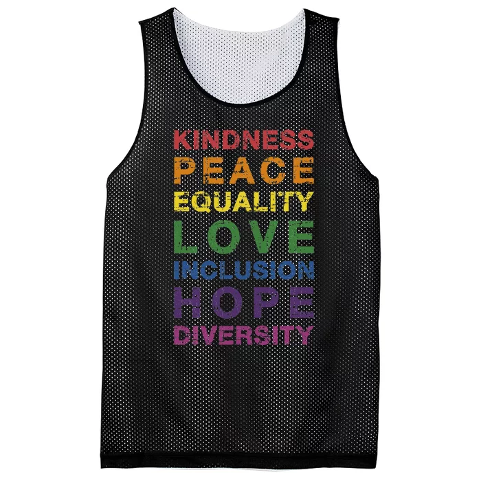 Kindness Peace Equality Rainbow Flag For Pride Month Mesh Reversible Basketball Jersey Tank