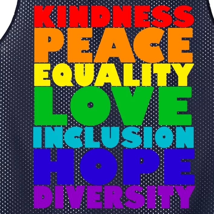 Kindness Peace Equality Love Inclusion Hope Diversity Mesh Reversible Basketball Jersey Tank