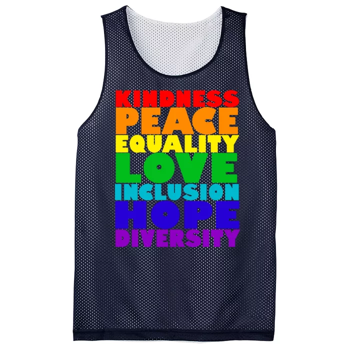 Kindness Peace Equality Love Inclusion Hope Diversity Mesh Reversible Basketball Jersey Tank