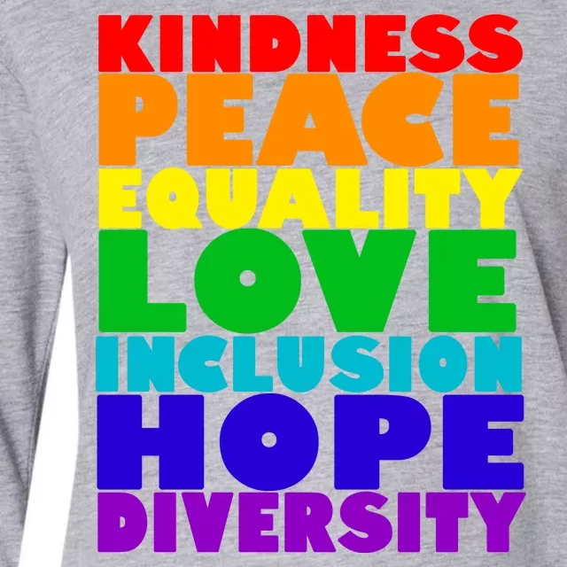 Kindness Peace Equality Love Inclusion Hope Diversity Womens Cotton Relaxed Long Sleeve T-Shirt