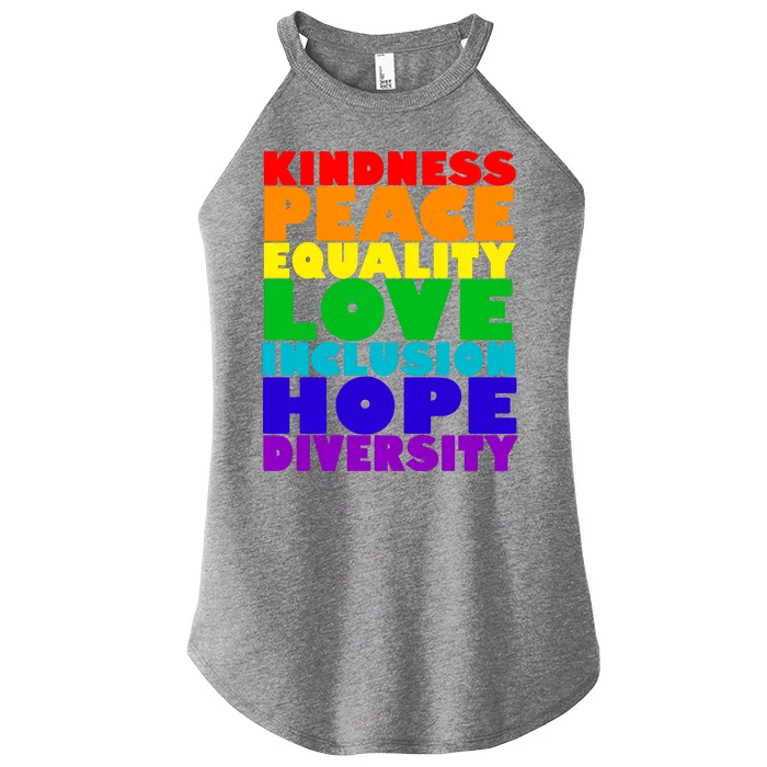 Kindness Peace Equality Love Inclusion Hope Diversity Women’s Perfect Tri Rocker Tank