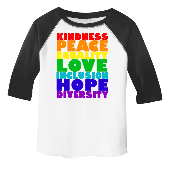 Kindness Peace Equality Love Inclusion Hope Diversity Toddler Fine Jersey T-Shirt