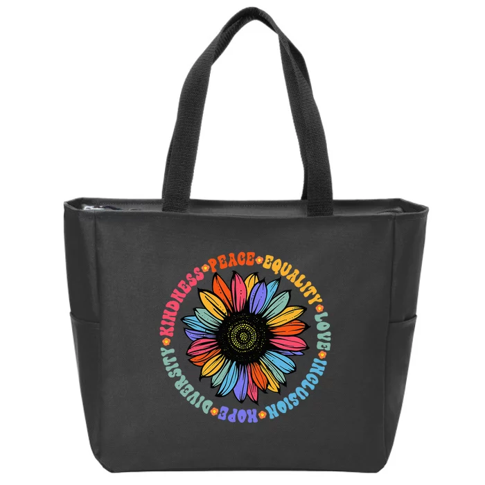 Kindness Peace Equality Love Hope Diversity Human Rights Zip Tote Bag