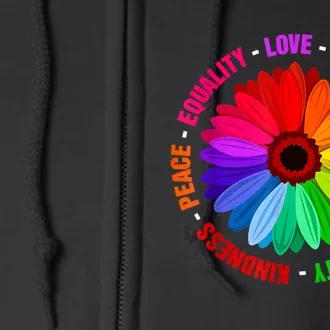 Kindness Peace Equality Love Inclusion Hope Diversity Full Zip Hoodie