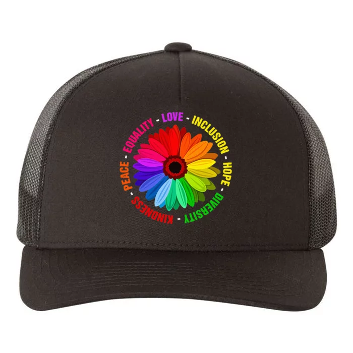 Kindness Peace Equality Love Inclusion Hope Diversity Yupoong Adult 5-Panel Trucker Hat