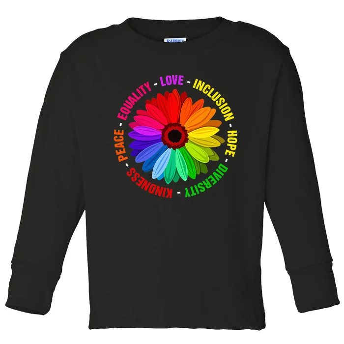 Kindness Peace Equality Love Inclusion Hope Diversity Toddler Long Sleeve Shirt