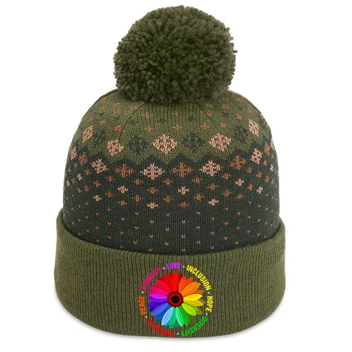 Kindness Peace Equality Love Inclusion Hope Diversity The Baniff Cuffed Pom Beanie