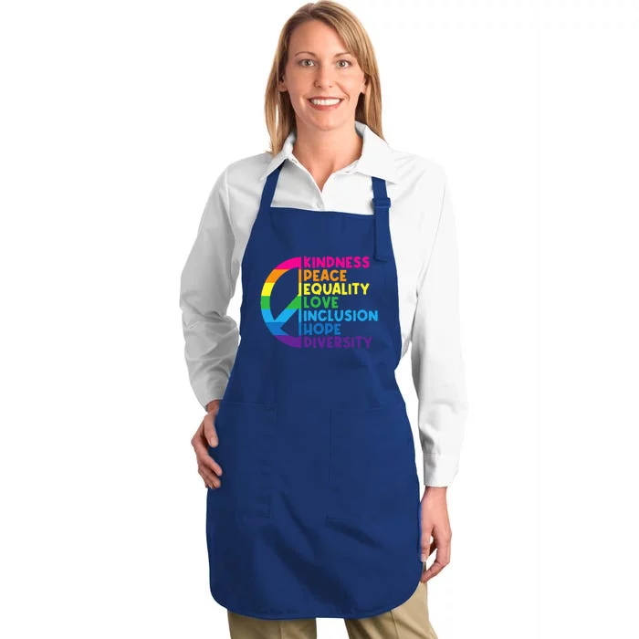 Kindness Peace Equality Love Inclusion Hope Diversity Full-Length Apron With Pocket