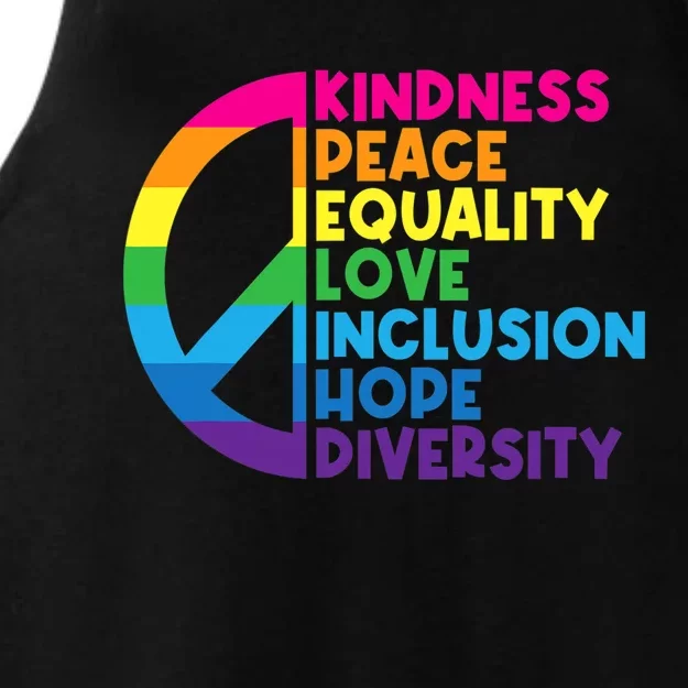 Kindness Peace Equality Love Inclusion Hope Diversity Ladies Tri-Blend Wicking Tank