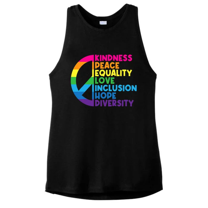 Kindness Peace Equality Love Inclusion Hope Diversity Ladies Tri-Blend Wicking Tank