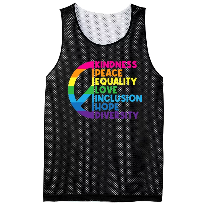 Kindness Peace Equality Love Inclusion Hope Diversity Mesh Reversible Basketball Jersey Tank