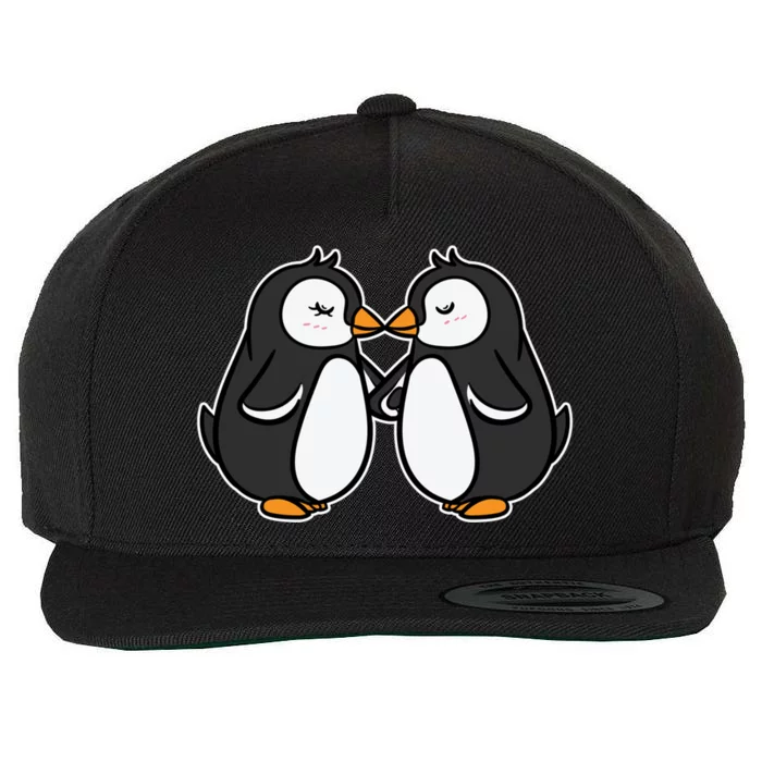 Kissing Penguins Funny Gift Valentines Day Matching Couples Gift Wool Snapback Cap