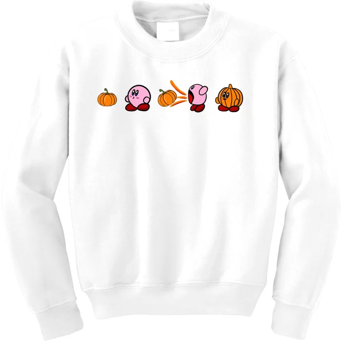 Ki!rby Pumpkin Funny Fall Season Ki!rby Halloween Kids Sweatshirt