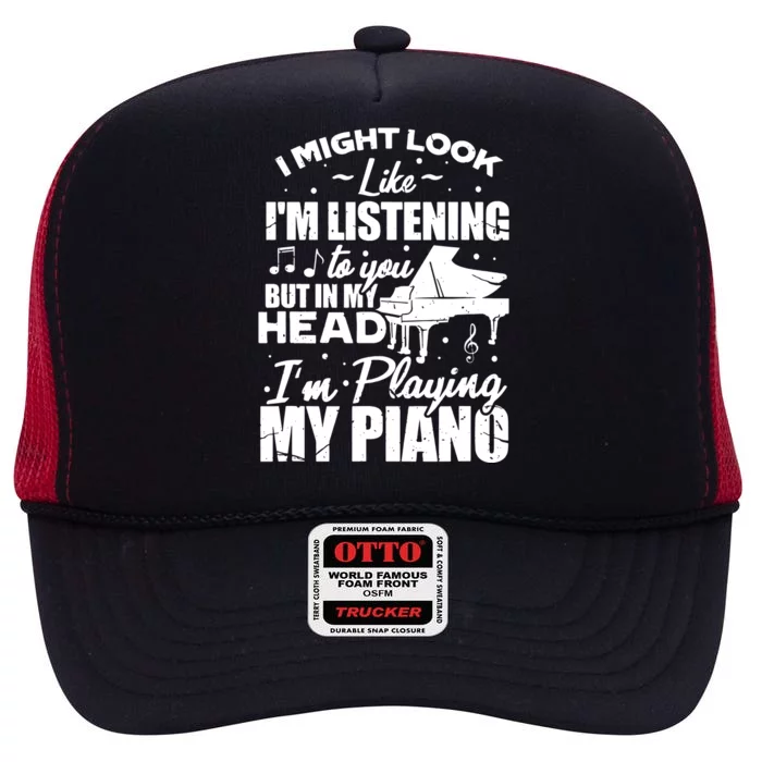 Keyboard Pianist Funny Musician Piano Music High Crown Mesh Trucker Hat