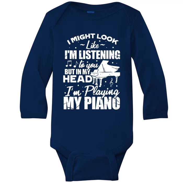 Keyboard Pianist Funny Musician Piano Music Baby Long Sleeve Bodysuit