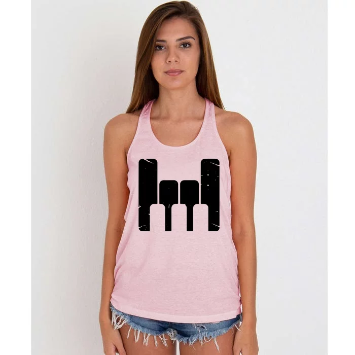 Keyboard Pianist Funny Musician Piano Rock Music Gift Women's Knotted Racerback Tank