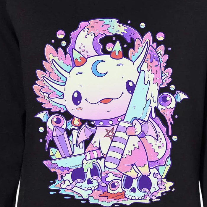 Kawaii Pastel Goth Cute and Creepy Axolotl Knife Womens California Wash Sweatshirt