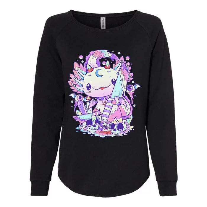 Kawaii Pastel Goth Cute and Creepy Axolotl Knife Womens California Wash Sweatshirt