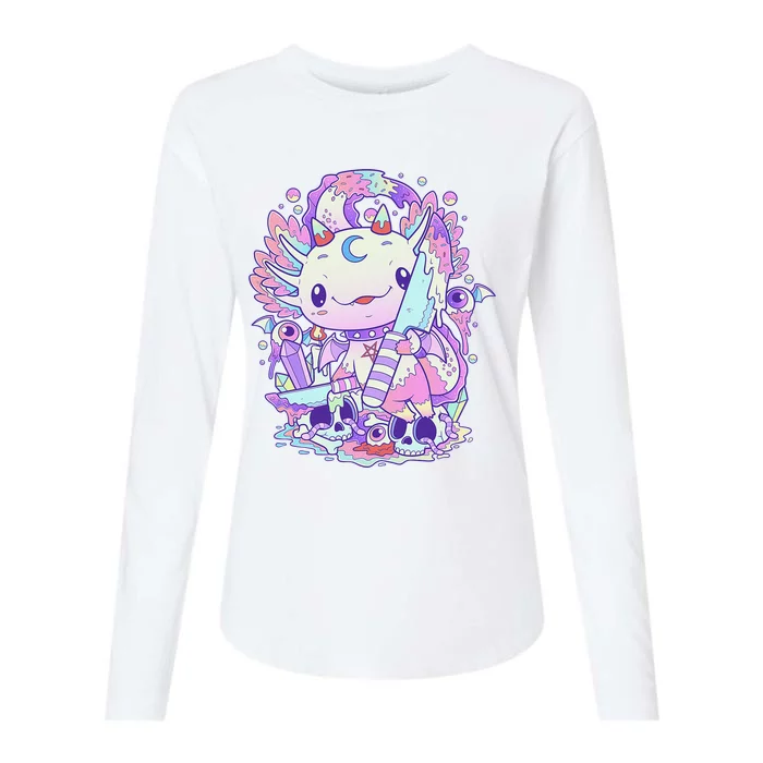 Kawaii Pastel Goth Cute and Creepy Axolotl Knife Womens Cotton Relaxed Long Sleeve T-Shirt