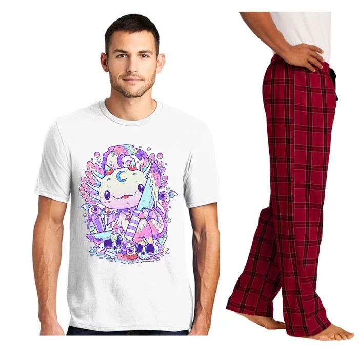 Kawaii Pastel Goth Cute and Creepy Axolotl Knife Pajama Set