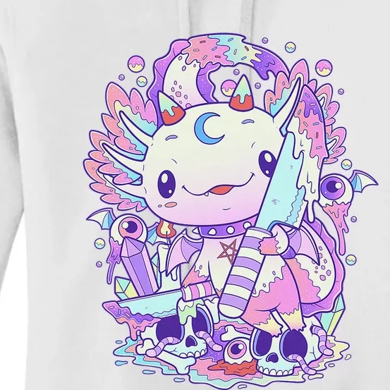 Kawaii Pastel Goth Cute and Creepy Axolotl Knife Women's Pullover Hoodie