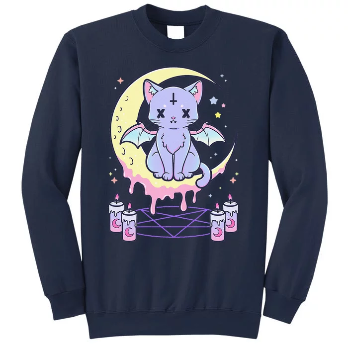 Kawaii Pastel Goth Cute Creepy Black Cat Sweatshirt