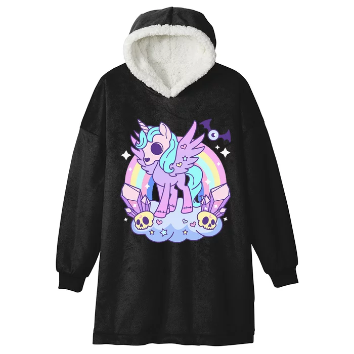 Kawaii Pastel Goth Unicorn Pony Aesthetic Gothic Skeleton Hooded Wearable Blanket