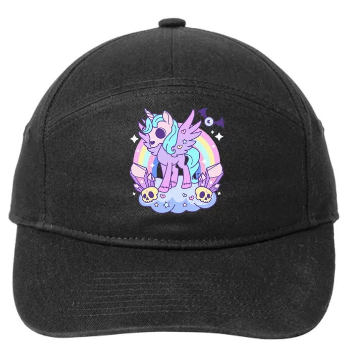 Kawaii Pastel Goth Unicorn Pony Aesthetic Gothic Skeleton 7-Panel Snapback Hat