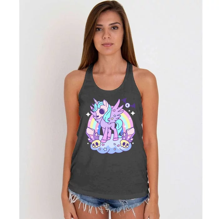 Kawaii Pastel Goth Unicorn Pony Aesthetic Gothic Skeleton Women's Knotted Racerback Tank