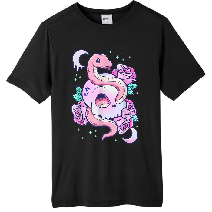 Kawaii Pastel Goth Cute Creepy Skull Serpent Snake Roses ChromaSoft Performance T-Shirt