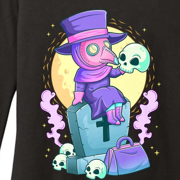 Kawaii Pastel Goth Cute Creepy Plague Doctor Skull Premium Womens CVC Long Sleeve Shirt