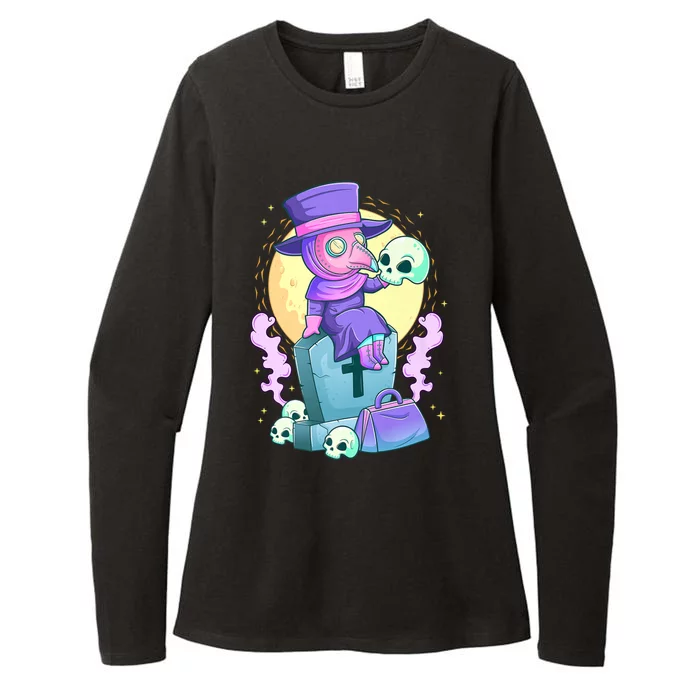 Kawaii Pastel Goth Cute Creepy Plague Doctor Skull Premium Womens CVC Long Sleeve Shirt