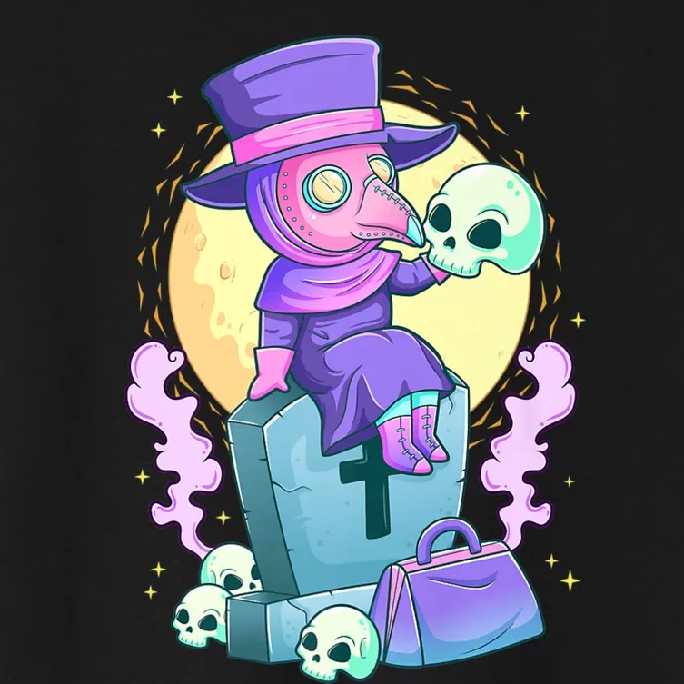 Kawaii Pastel Goth Cute Creepy Plague Doctor Skull Premium Women's Crop Top Tee