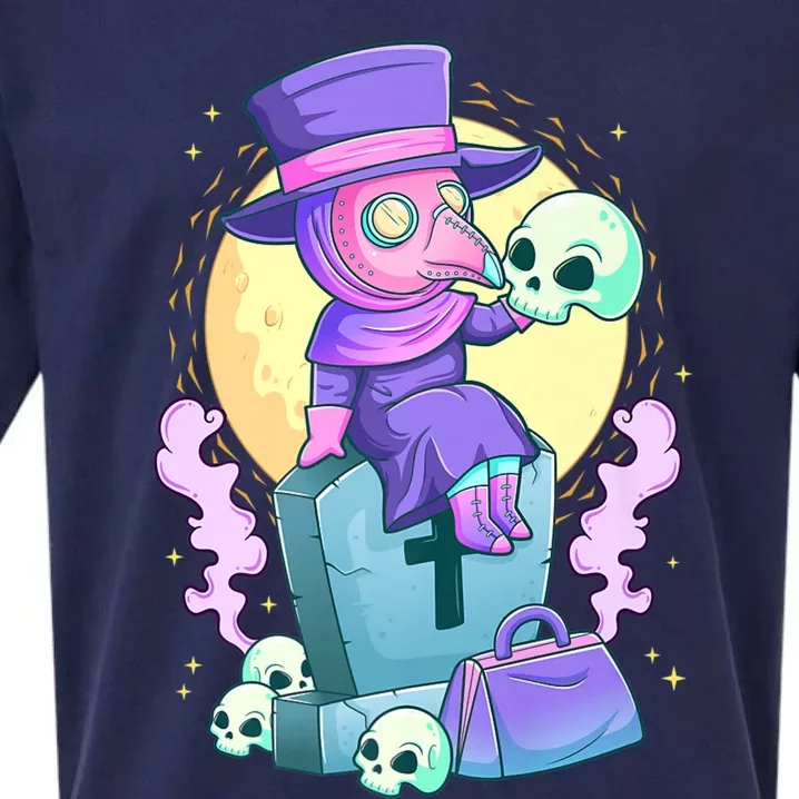 Kawaii Pastel Goth Cute Creepy Plague Doctor Skull Premium Sueded Cloud Jersey T-Shirt