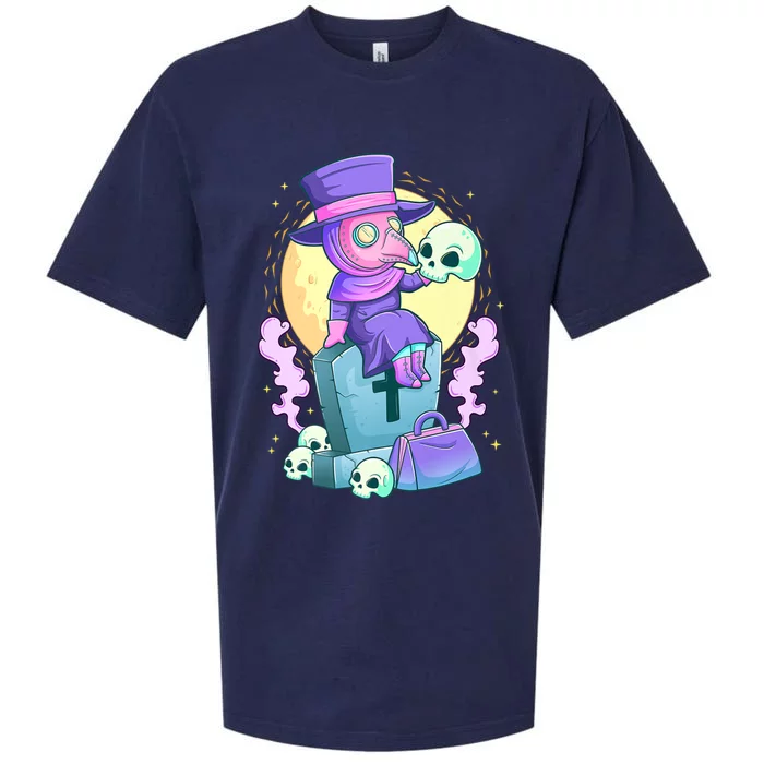 Kawaii Pastel Goth Cute Creepy Plague Doctor Skull Premium Sueded Cloud Jersey T-Shirt