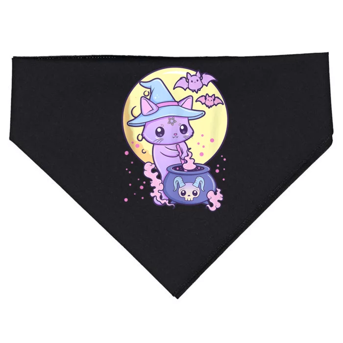 Kawaii Pastel Goth Cute Creepy Witch Cat Wicca USA-Made Doggie Bandana