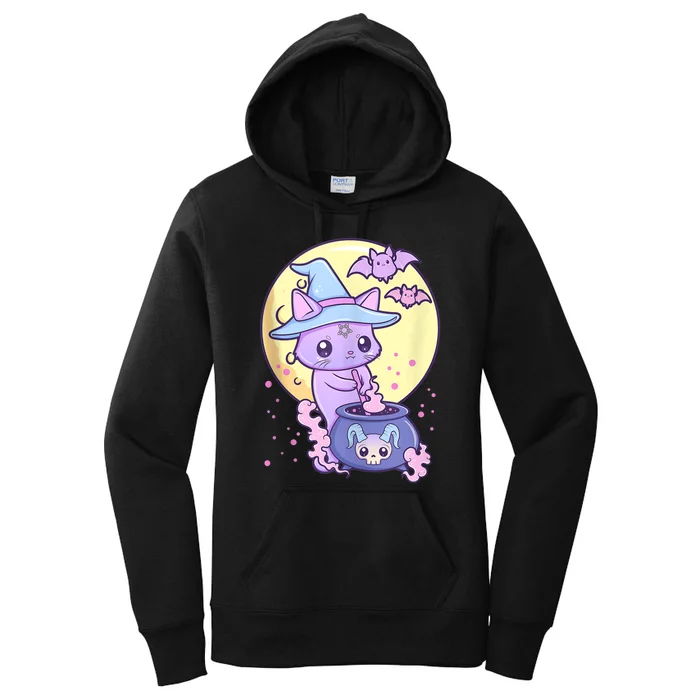 Kawaii Pastel Goth Cute Creepy Witch Cat Wicca Women's Pullover Hoodie