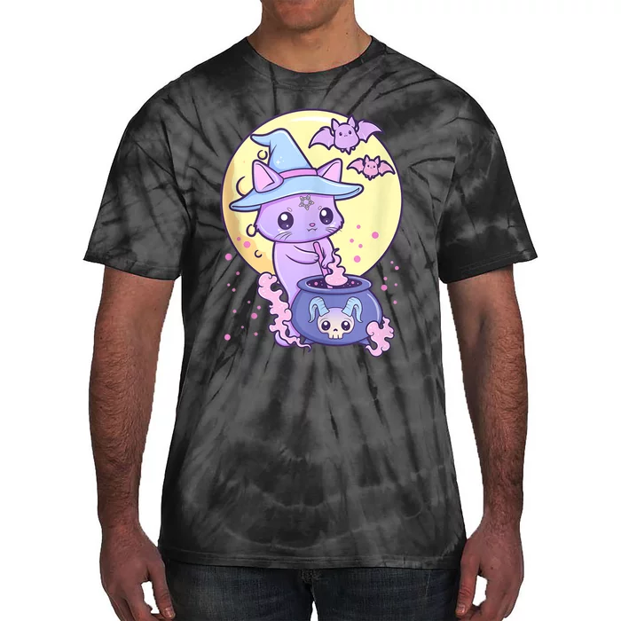 Kawaii Pastel Goth Cute Creepy Witch Cat Wicca Tie-Dye T-Shirt