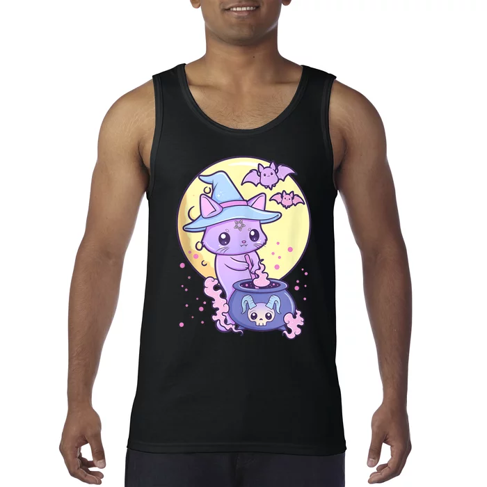 Kawaii Pastel Goth Cute Creepy Witch Cat Wicca Tank Top