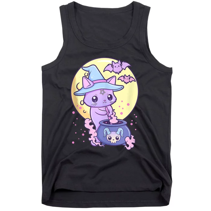 Kawaii Pastel Goth Cute Creepy Witch Cat Wicca Tank Top