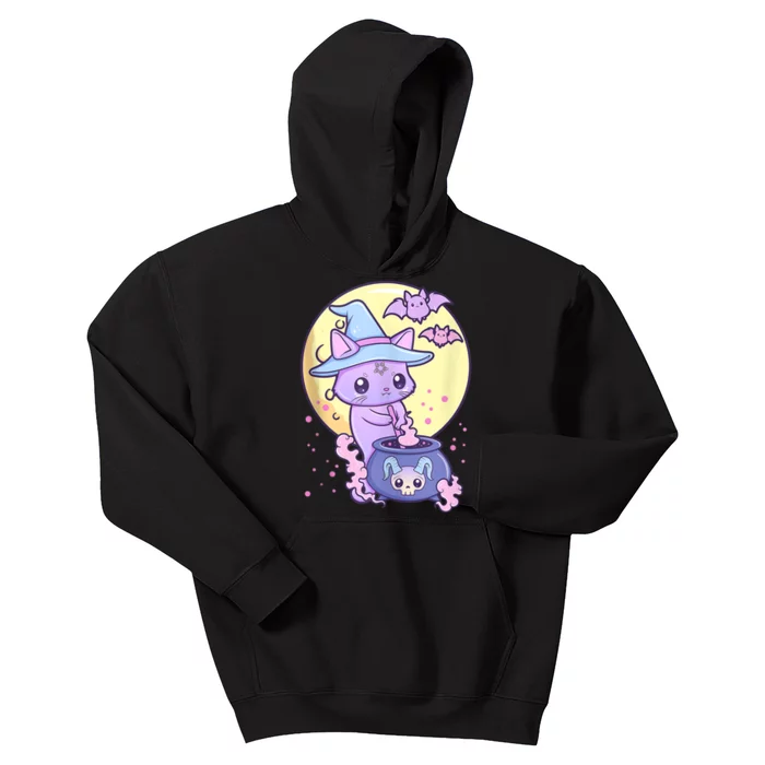 Kawaii Pastel Goth Cute Creepy Witch Cat Wicca Kids Hoodie