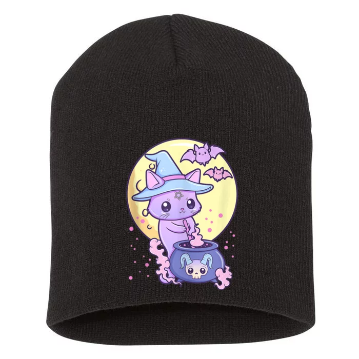 Kawaii Pastel Goth Cute Creepy Witch Cat Wicca Short Acrylic Beanie