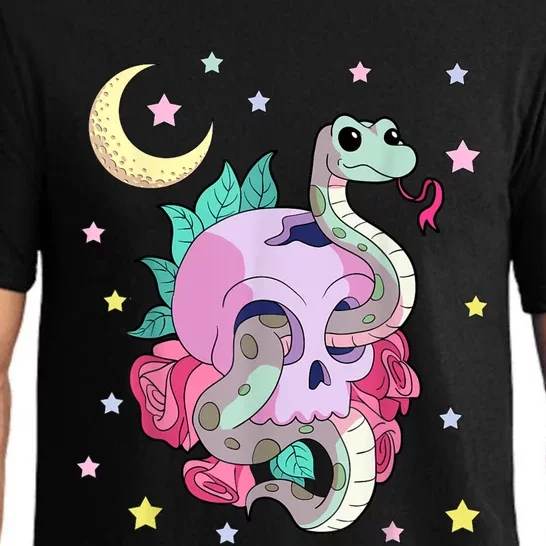 Kawaii Pastel Goth Witchy Skull With Cute Creepy Snake Pajama Set